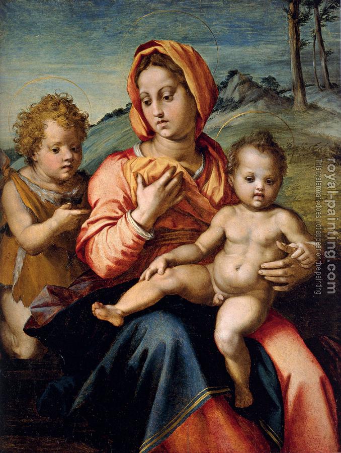 Andrea Del Sarto : Madonna And Child With The Infant Saint John In A Landscape